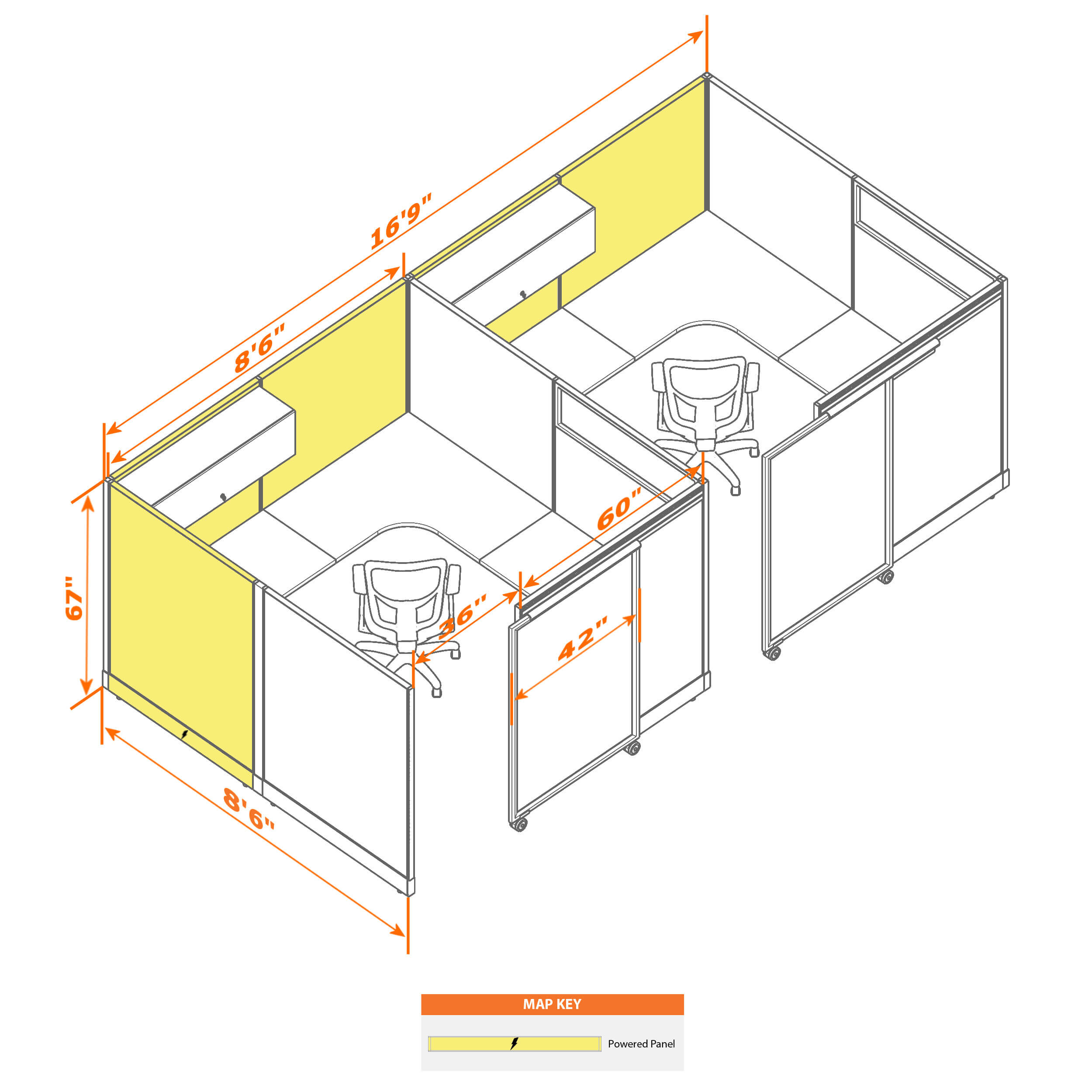 Cubicle with door 88 2i 1