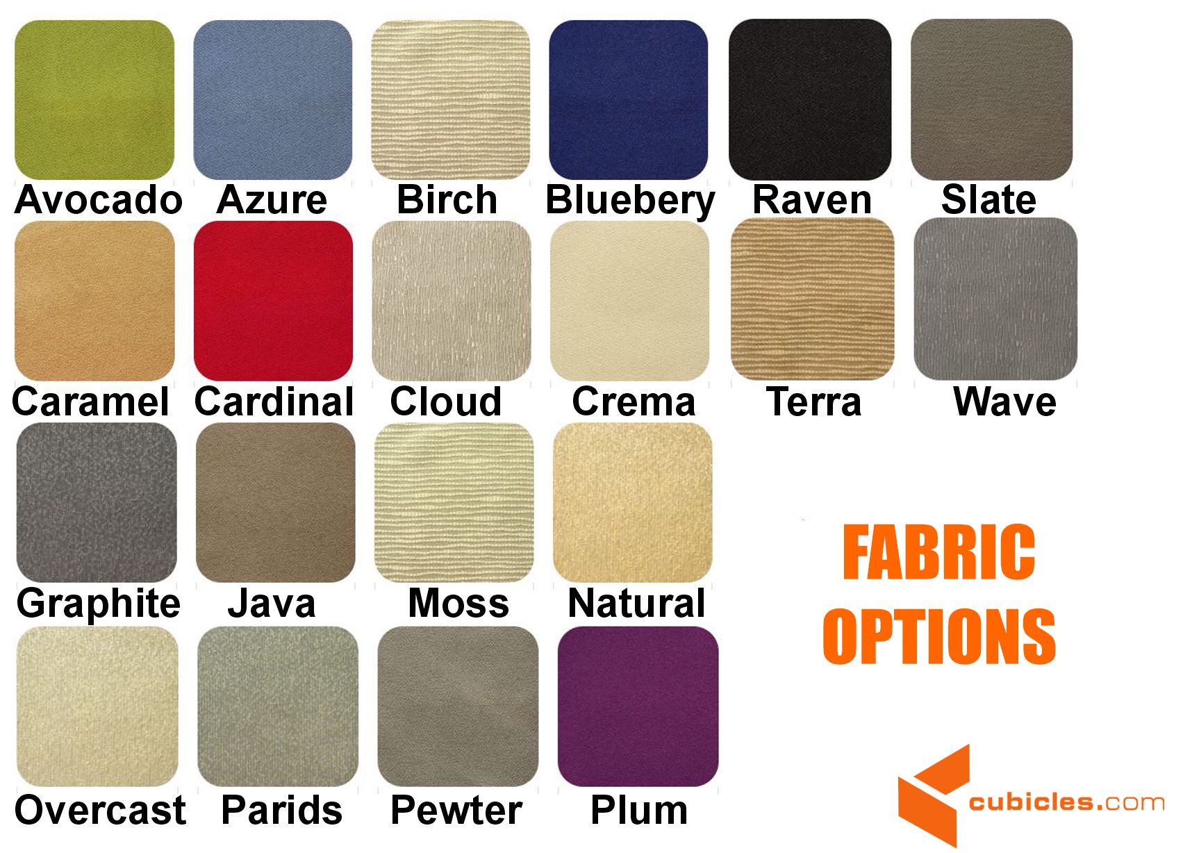 Acoustical fabric color options A12H Acoustical fabric color options A12H