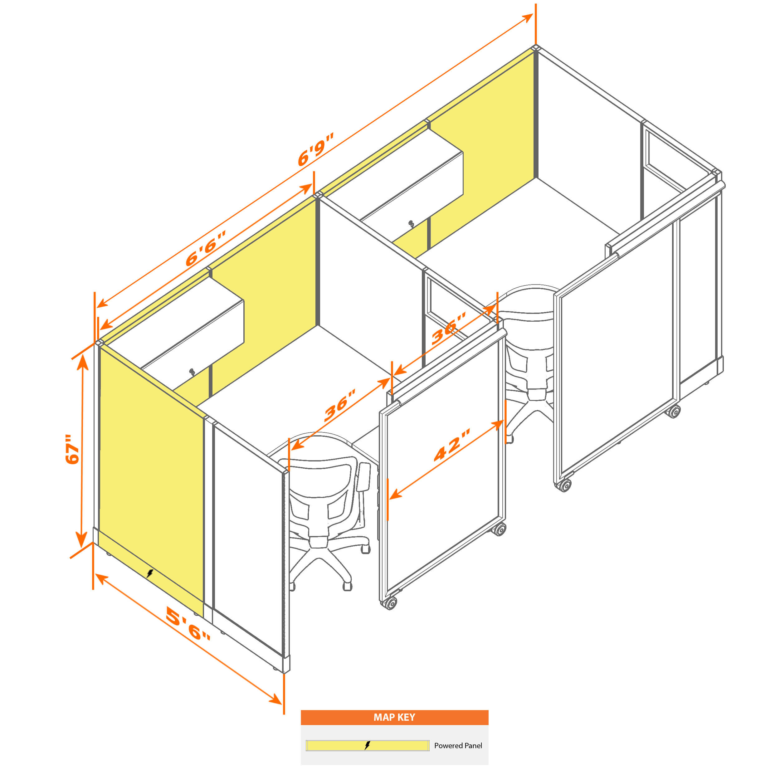 Cubicle with door 56 2i 1