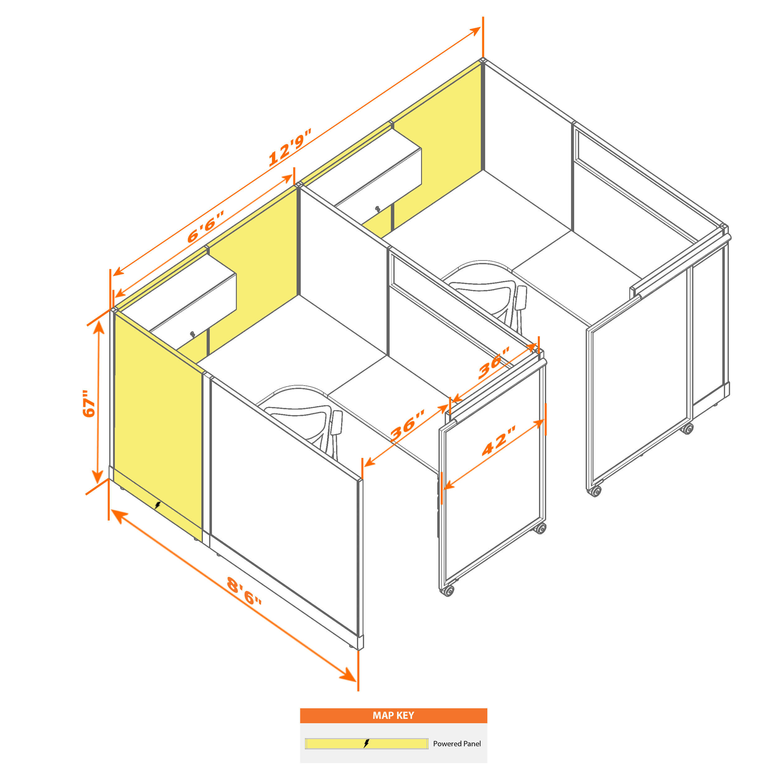 Cubicle with door 68 2i 1