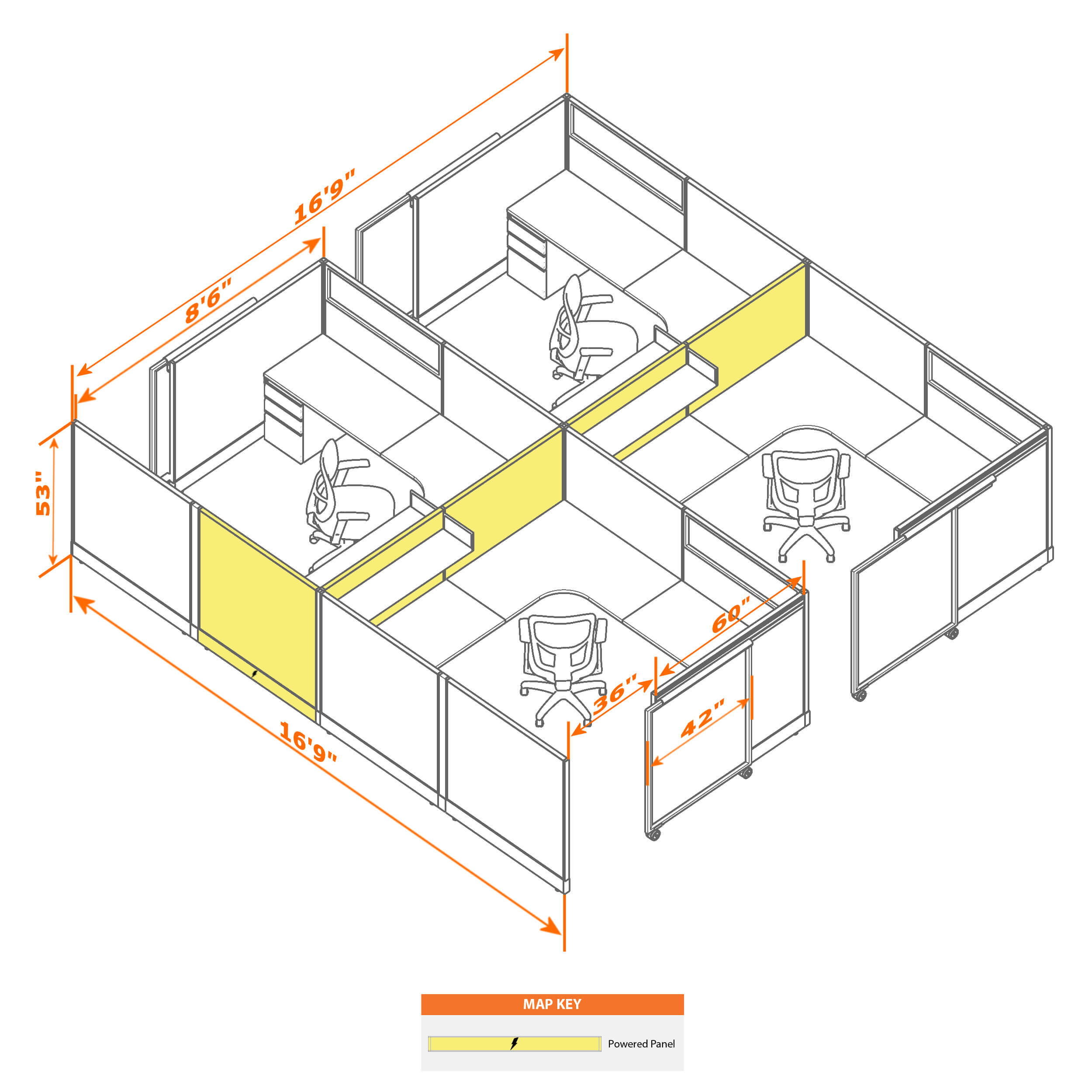 Cubicle with door 88 4c