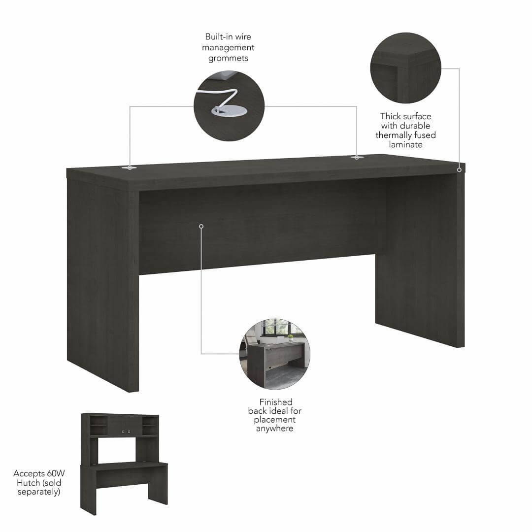 Clarity straight office desks 60w x 24d features