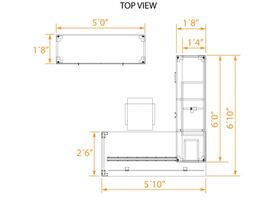 Prestige private office desk with credenza 2D dimensions Prestige private office desk with credenza 2D dimensions