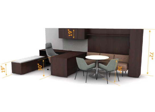 Private workspace furniture 3d dimensions