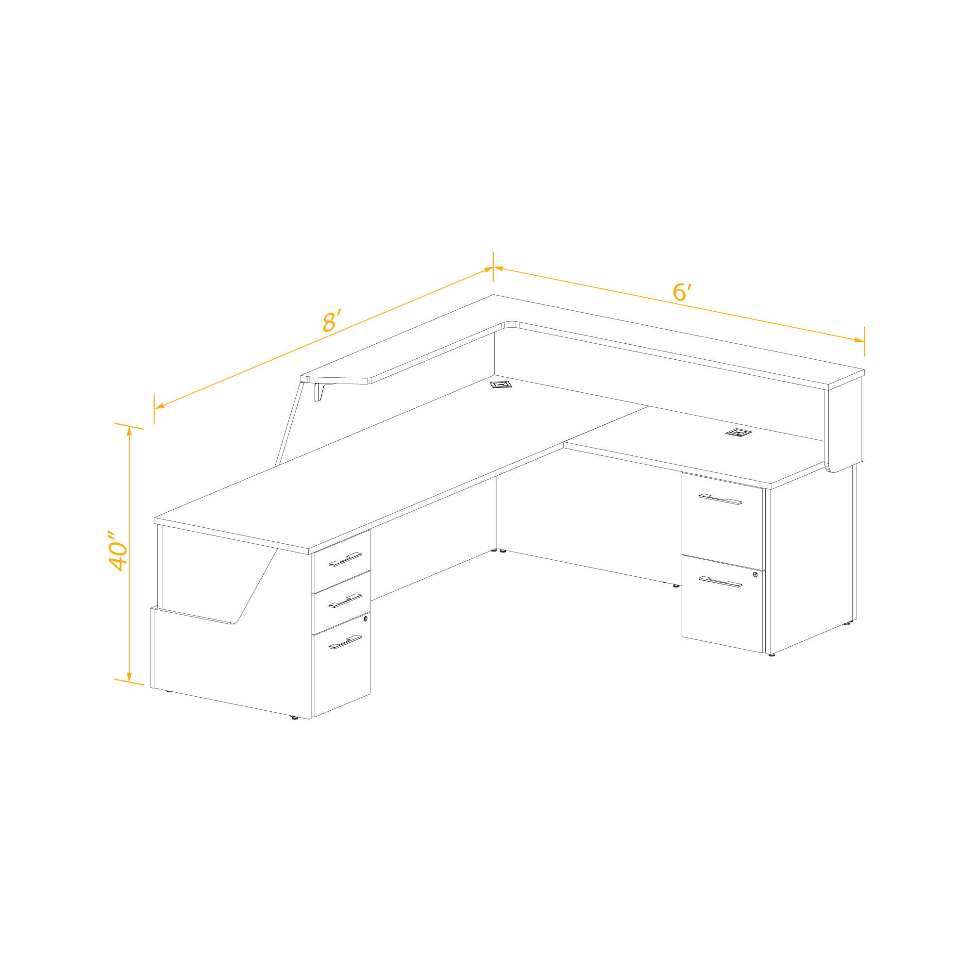 Reception desk l shape 68 right return