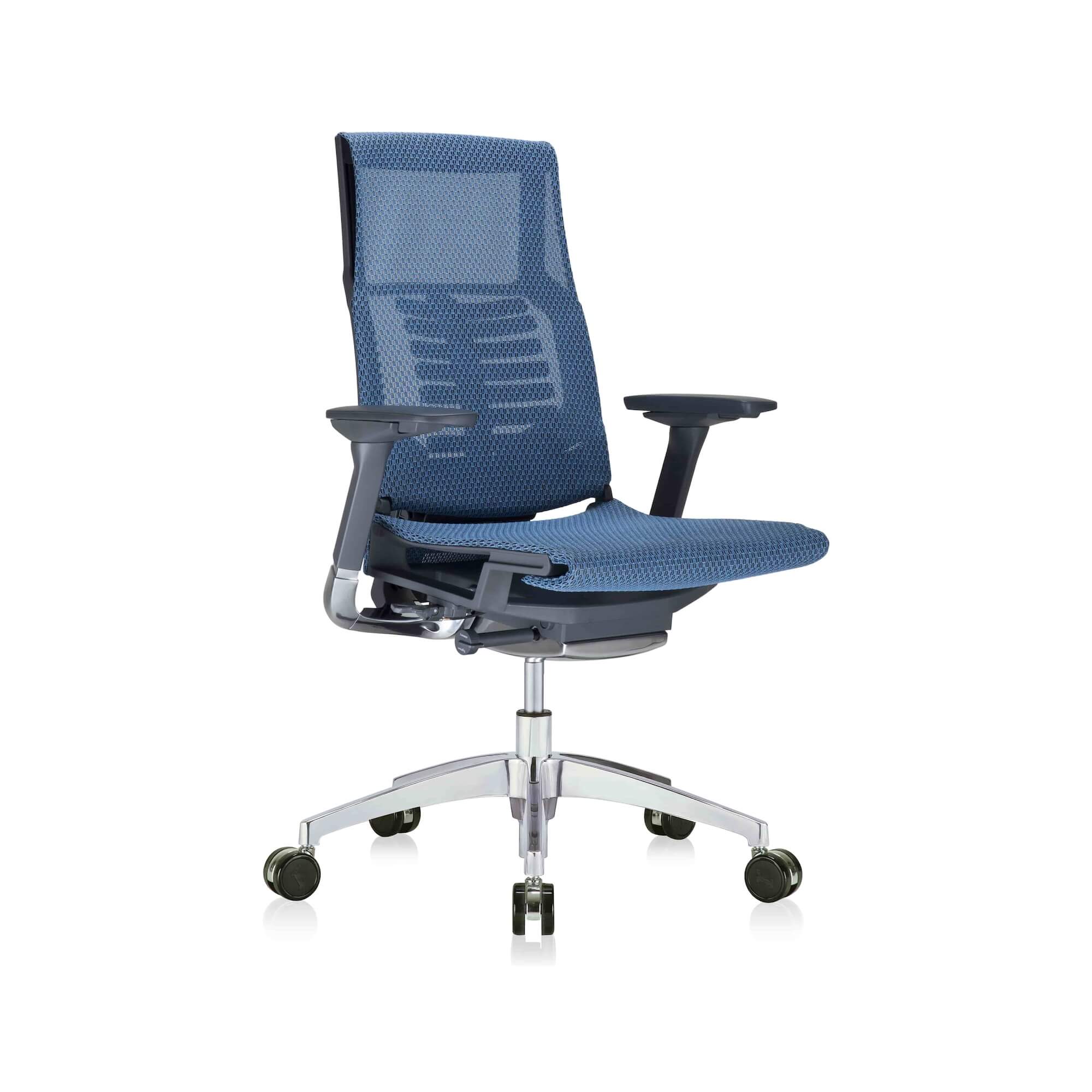 Office furniture chairs office desk chairs executive ergonomic office chair for sciatica blue and black frame angle view