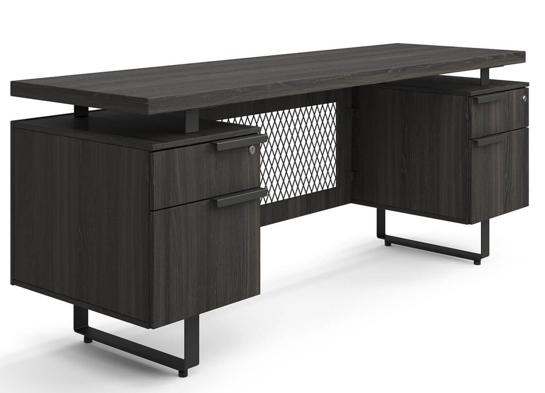 Sit and stand desk sit and stand corner desk credenza angle view 1
