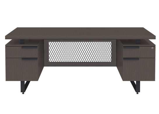 Straight office desk contemporary office desk industrial double pedestal desk front Straight office desk contemporary office desk industrial double pedestal desk front