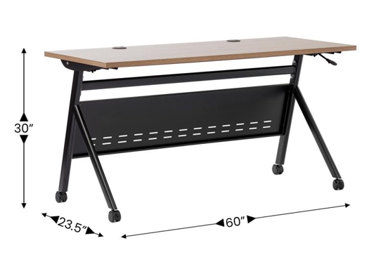Training table with t leg 5x2 walnut black 6